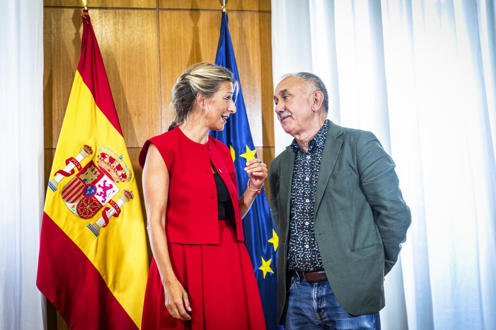 Yolanda Díaz, ministra de Trabajo, y Pepe Álvarez, secretario general de UGT.