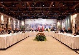 La mesa de negociación entre Rusia y Ucrania que celebró Estambul a mediados de mayo.