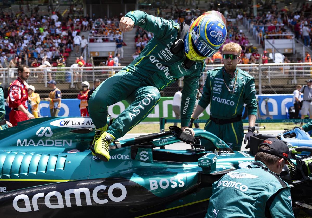 Fernando Alonso at the end of the Spanish Grand Prix.