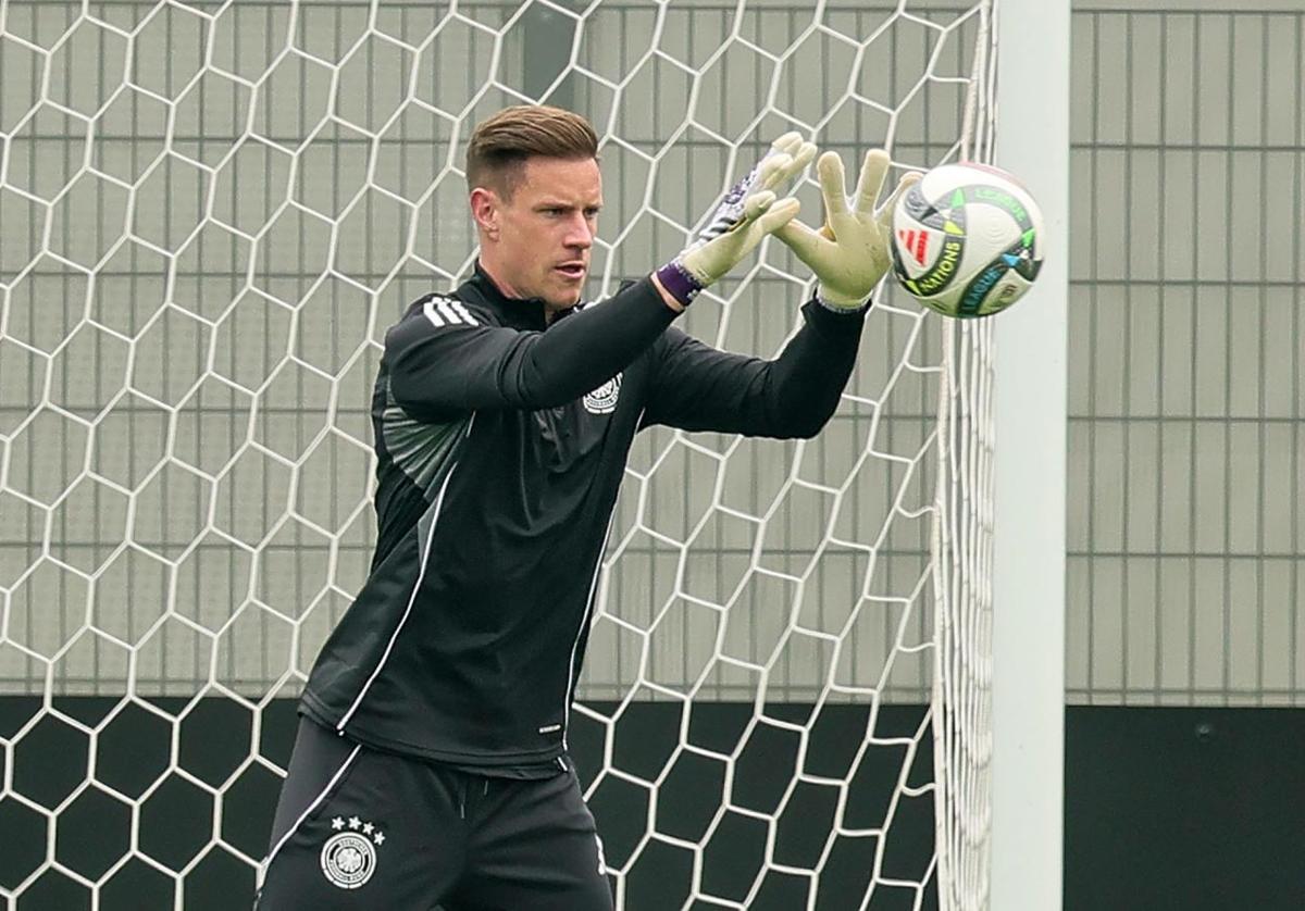 Marc-André ter Stegen, preparando con Alemania la semifinal de la Liga de Naciones contra Portugal.