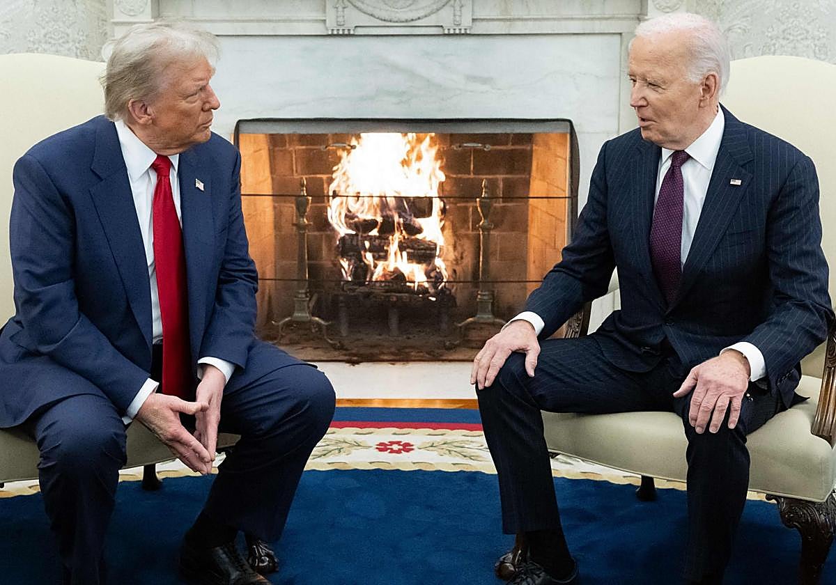 Los presidentes estadounidenses Donald Trump y Joe Biden reunidos en la Casa Blanca el pasado 13 de noviembre.
