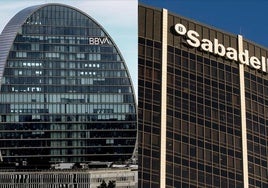 Sedes de BBVA y de Banco Sabadell