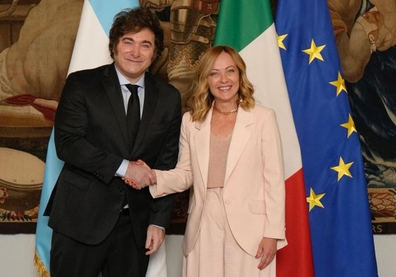 Javier Milei y Giorgia Meloni durante su encuentro en Roma este viernes.
