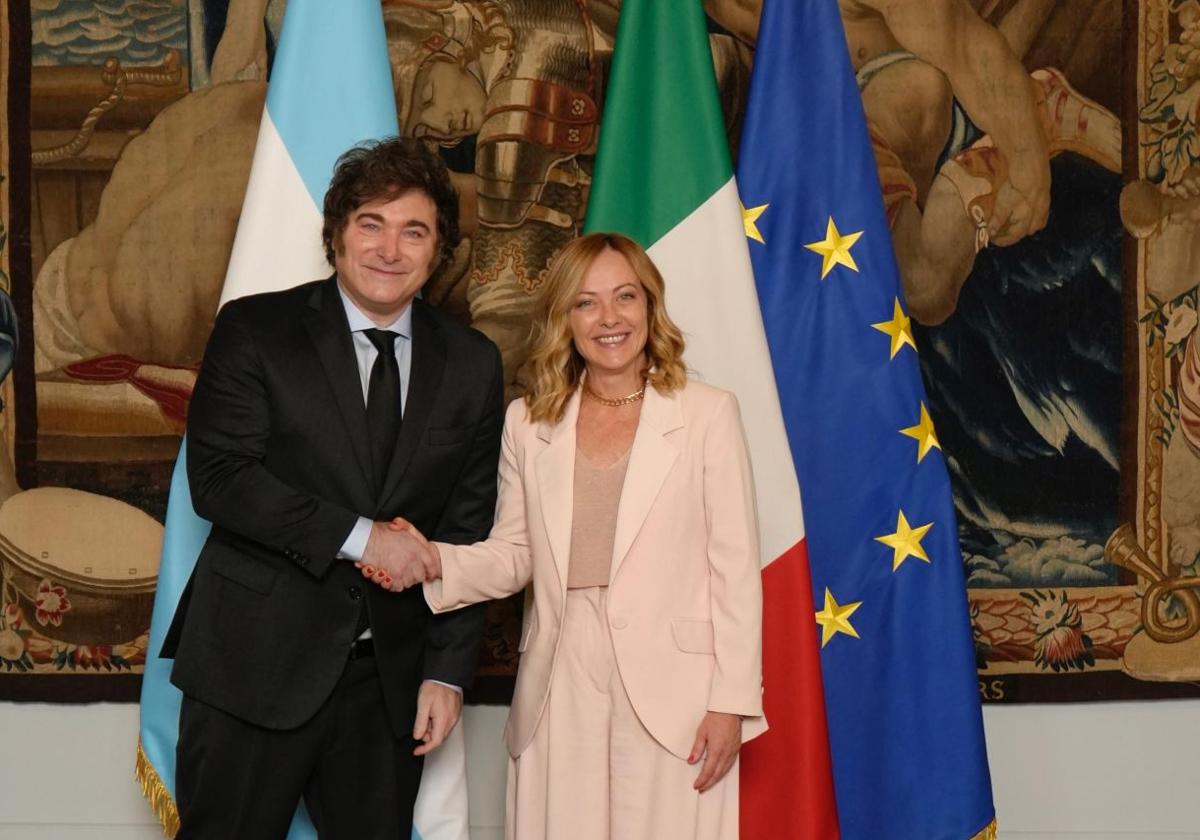 Javier Milei y Giorgia Meloni durante su encuentro en Roma este viernes.