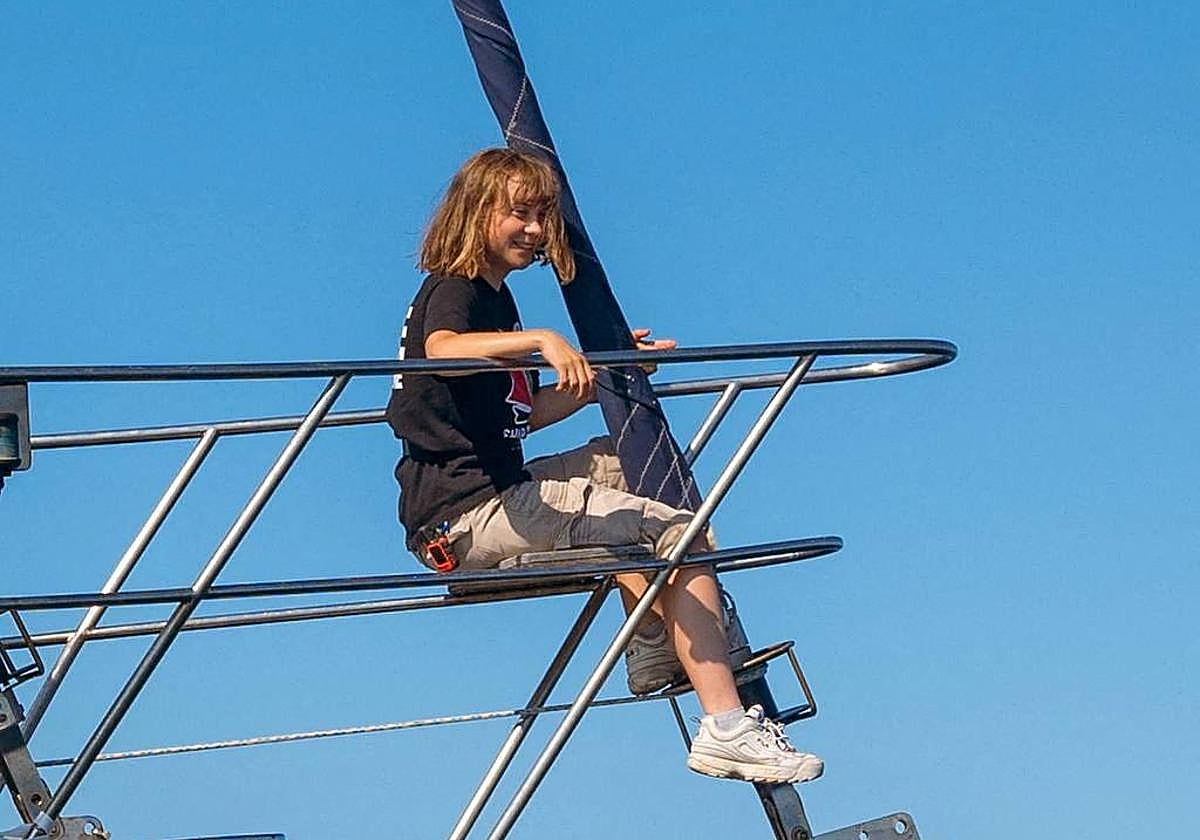 La activista Greta Thunberg a bordo del 'Madleen'.