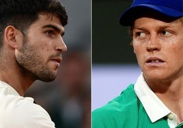 Carlos Alcaraz y Jannik Sinner en Roland Garros