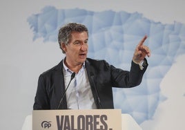 Alberto Núñez Feijóo, líder del PP, el sábado en un mitín en Bilbao.