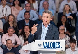 El presidente del PP, Alberto Núñez Feijóo, durante un mitin