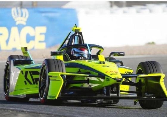 Un monoplaza del Mundial de Fórmula E, en el circuito madrileño.