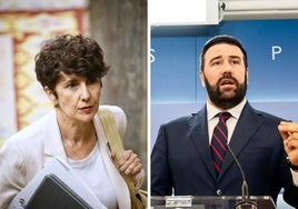 La portavoz del PNV en el Congreso Maribel Vaquero y el parlamentario de EH Bildu, Jon Iñarritu.