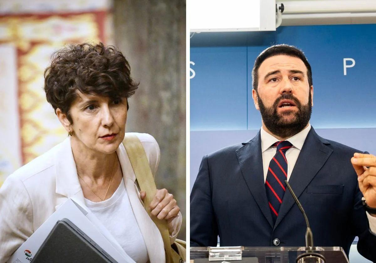 La portavoz del PNV en el Congreso Maribel Vaquero y el parlamentario de EH Bildu, Jon Iñarritu.