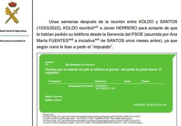 La UCO apunta a la supuesta financiación ilegal del PSOE: «Te van a pedir el impuesto»