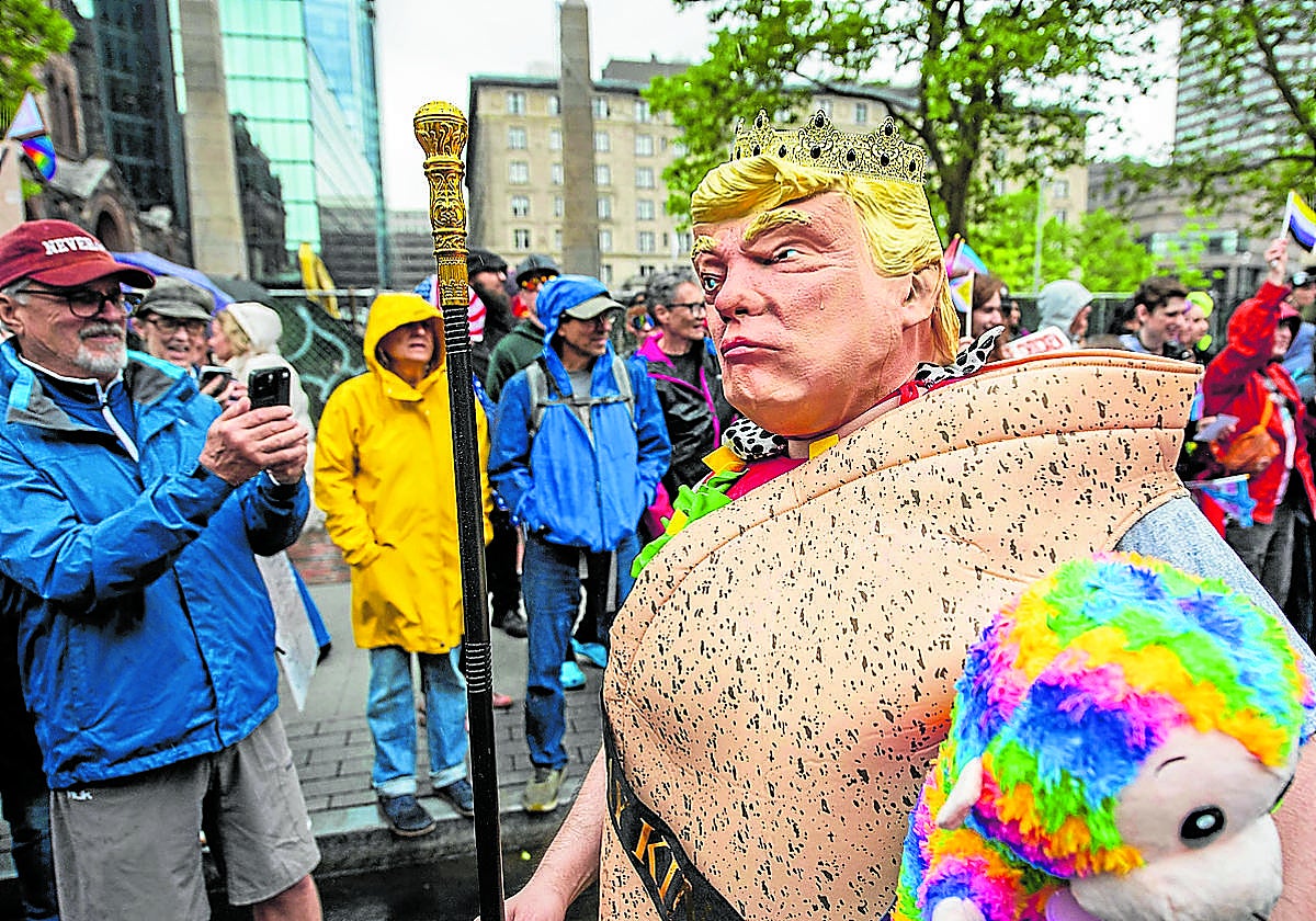 Imagen de la protesta en Boston contra la política de Trump.