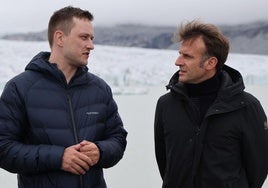 Macron, presidente francés, y Nielsen, primer ministro de Groenlandia.