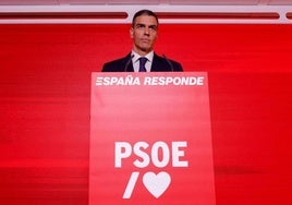 Pedro Sánchez, durante su comparecencia en la sede del PSOE el jueves.