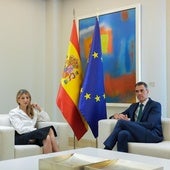 Yolanda Díaz y Pedro Sánchez durante su encuentro este lunes en la Moncloa.