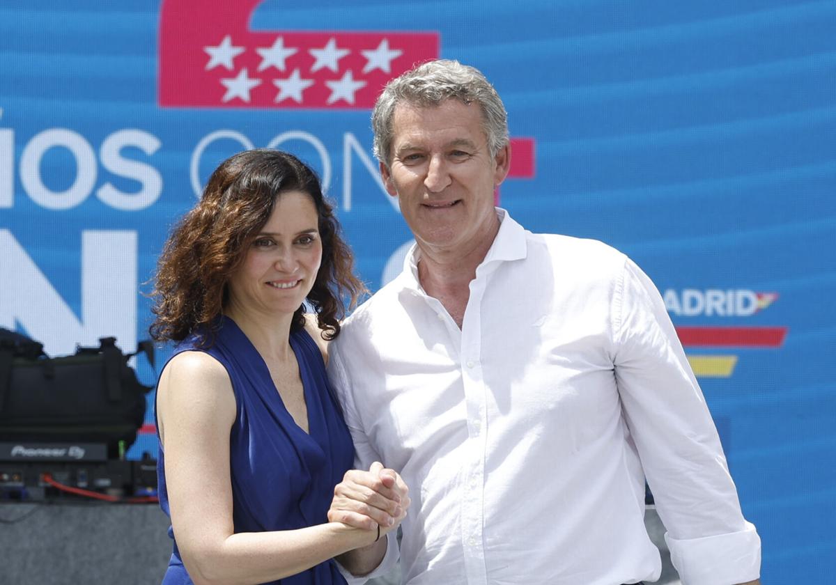 Ayuso y Feijóo en un acto en Madrid el pasado 1 de junio.