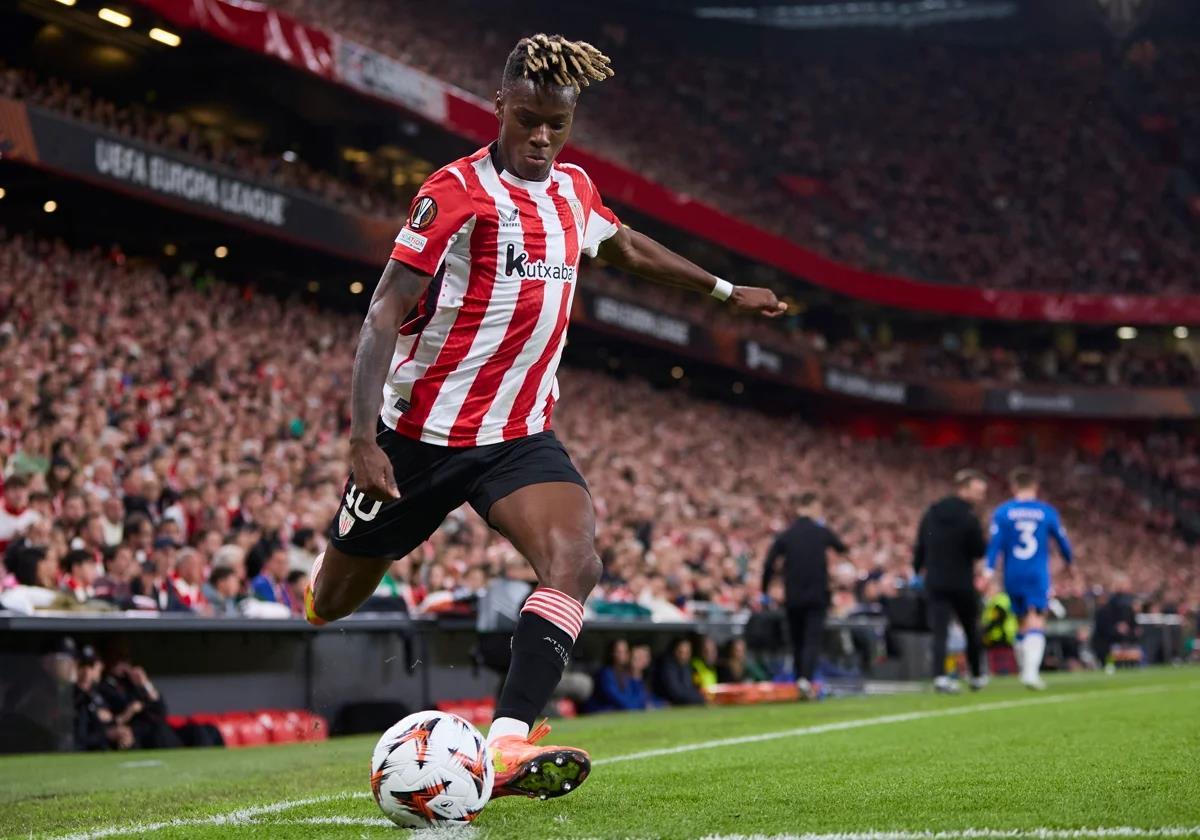 Nico Williams, durante un partido con el Athletic.