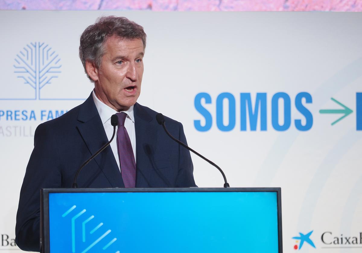 Alberto Núñez Feijóo, este viernes en el Congreso de la Empresa Familiar.