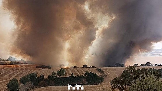 Un incendio agrícola en Lleida obliga a confinar a los vecinos de cuatro municipios