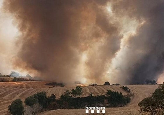 El incendio de un vehículo que se encontraba junto a un campo sin segar ha desatado este sábado un fuego en el municipio leridano de Granyena de Segarra