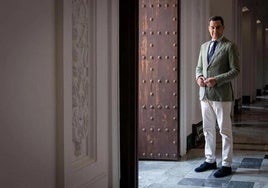 Juanma Moreno, el pasado jueves en el Palacio de San Telmo, sede del Gobierno andaluz