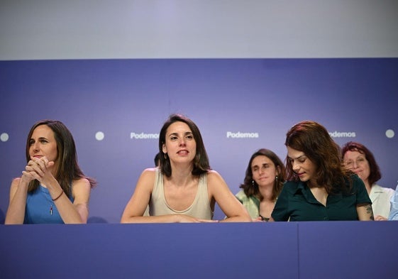 Ione Belarra, Irene Montero e Isa Serra.