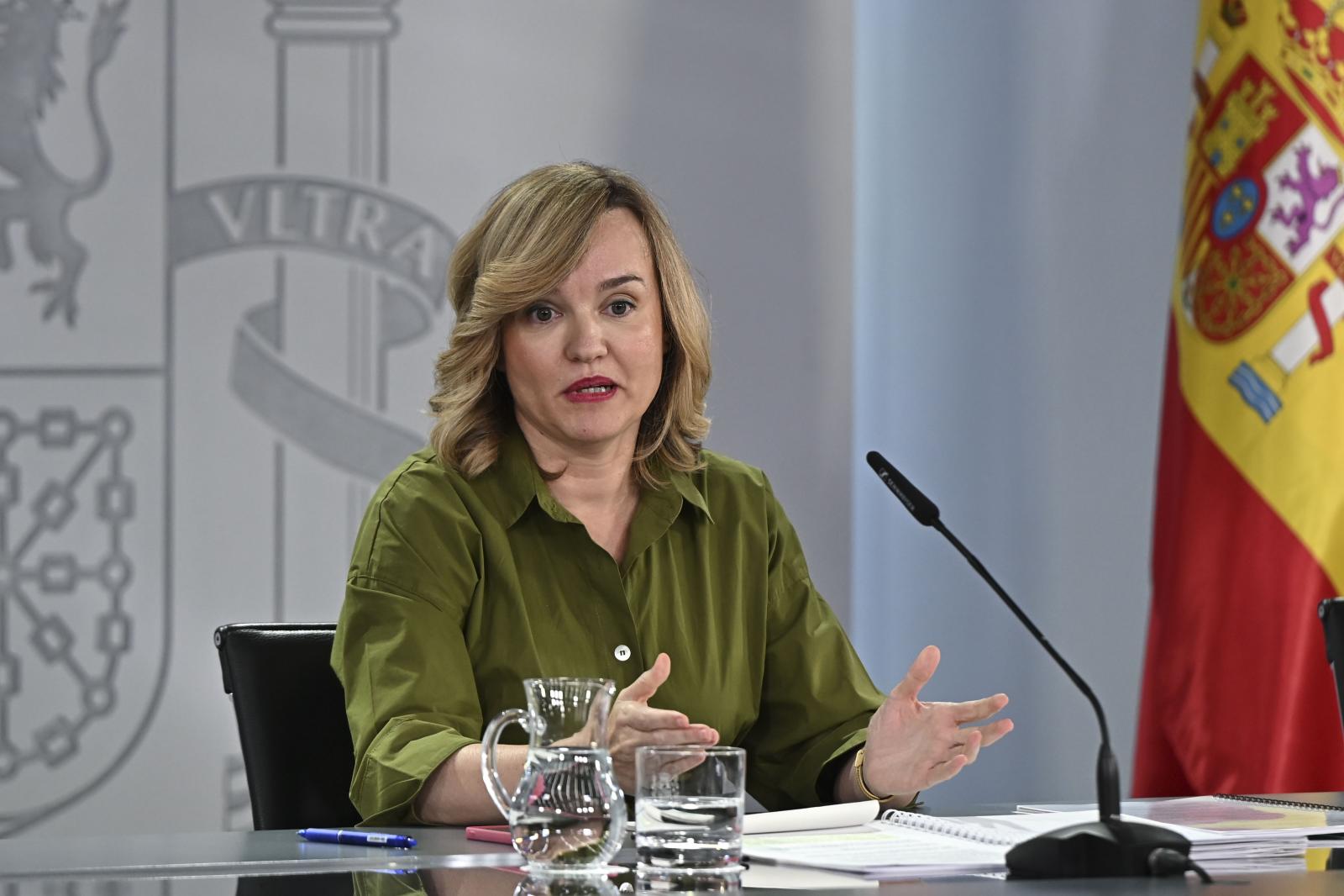 Pilar Alegría, portavoz del Gobierno, en una rueda de prensa tras el Consejo de Ministros