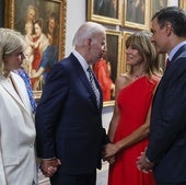 Pedro Sánchez y Begoña Gómez, con Joe Biden y una de sus nietas, en el Prado, en la cumbre de la OTAN de 2022.