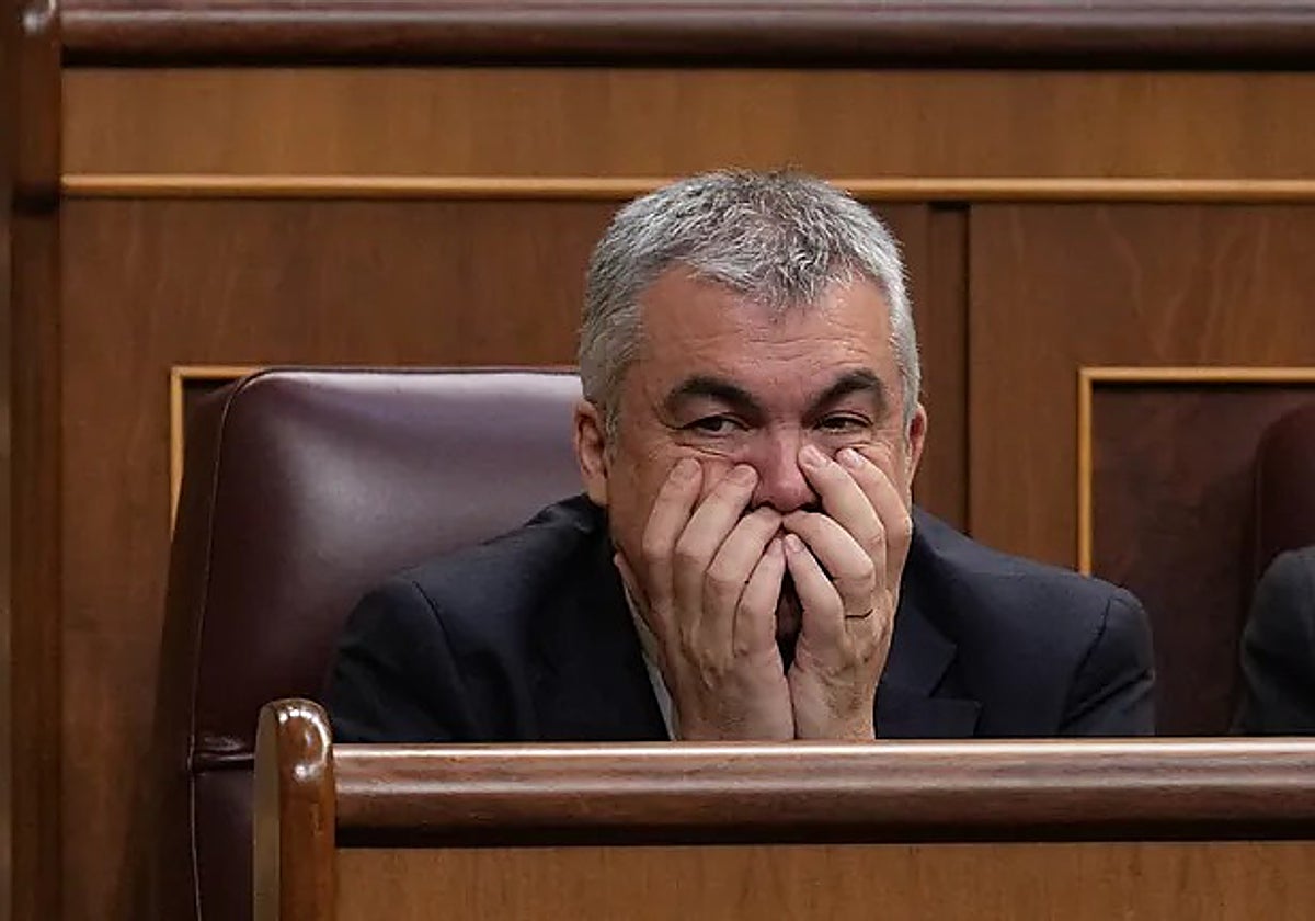 Santos Cerdán en el Congreso poco antes de entregar su acta