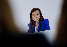 Beatriz Corredor en la rueda de prensa del pasado 18 de junio para presentar las conclusiones del informe de Red Eléctrica sobre el apagón