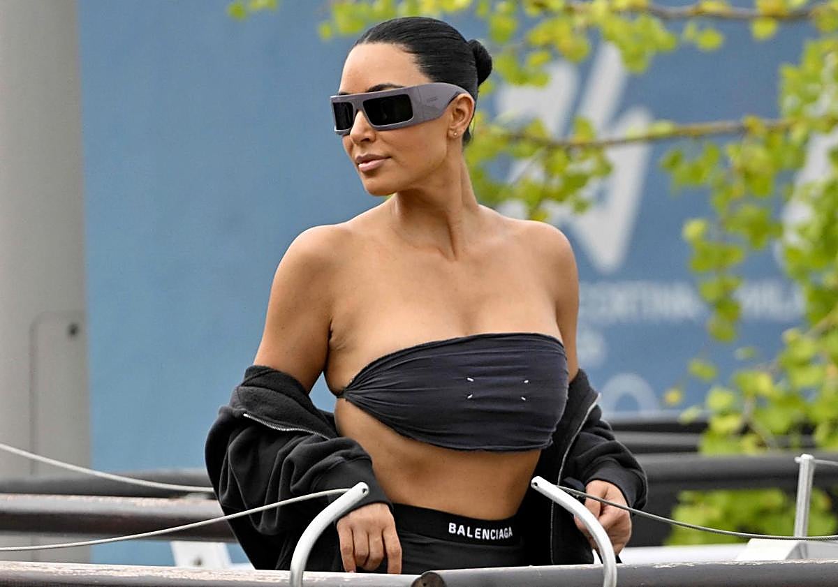 Imagen principal - Algunos de los invitados a la boda ya están en Venecia, como Kim Kardashian (arriba), su hermana Khloe (abajo derecha) y Oprah Winfrey. 