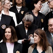El juez Adolfo Carretero, instructor del 'caso Errejón', y otros magistrados y fiscales durante el paro EN Madrid convocado el pasado 11 de junio.