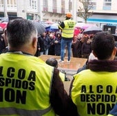 Manifestación de trabajadores en contra de los despidos en Alcoa.
