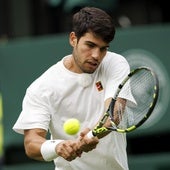 Carlos Alcaraz, preparando su estreno en Wimbledon.