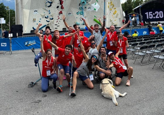 La selección española de paraescalada, en la Copa del Mundo de Innsbruck.
