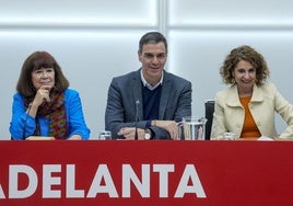Cristina Narbona, Pedro Sánchez y María Jesús Montero, en la Ejecutiva Federal del PSOE del pasado enero.