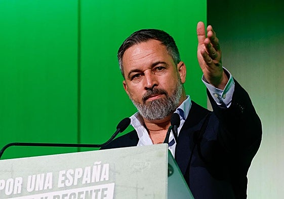 Santiago Abascal, durante el acto de Vox este domingo.