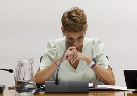 María Chivite, durante su comparecencia.
