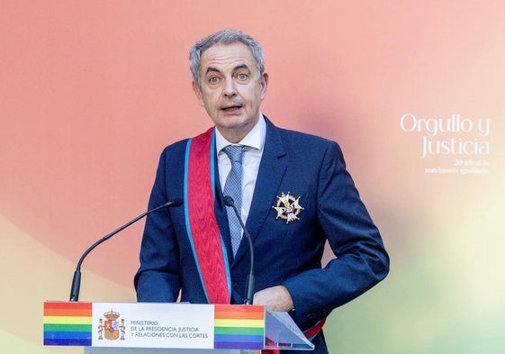 El expresidente del Gobierno, José Luis Rodríguez Zapatero, el pasado viernes durante el acto 'Orgullo y justicia' organizado por el Ministerio de Presidencia, Justicia y Relaciones con las Cortes.