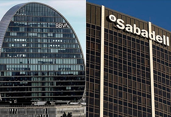 Sedes de BBVA y de Banco Sabadell.