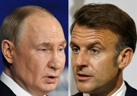 Vladímir Putin y Emmanuel Macron, en una combinación de imágenes.