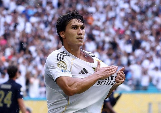 Gonzalo celebra su gol ante la Juventus.