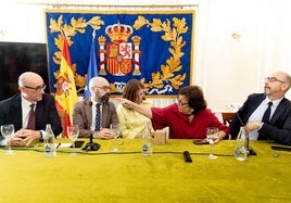 Representantes de las asociaciones de jueces y fiscales, este martes, en Madrid.