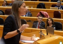 El ministro de la Presidencia, Relaciones con las Cortes y Justicia, Félix Bolaños y la vicepresidenta primera y ministra de Hacienda, María Jesús Montero, mientras interviene la portavoz de Junts en el Congreso, Miriam Nogueras, en 2024