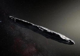 Recreación artística de 'Oumuamua, el pimer asteroide interestelar detectado.