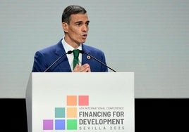Pedro Sánchez clausura la cumbre de la ONU en Sevilla.