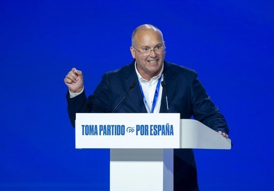 Miguel Tellado, durante su discurso en el Congreso Nacional del PP.