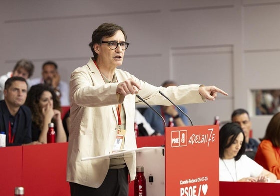 El presidente catalán, Salvador Illa, en el Comité Federal del partido celebrado el sábado