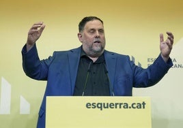 Oriol Junqueras, líder de ERC, en una rueda de prensa